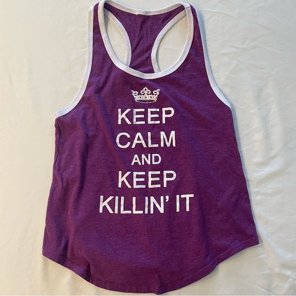 Women Racerback Tank Top Keep Calm and Keep Killin' It Purple Size XS